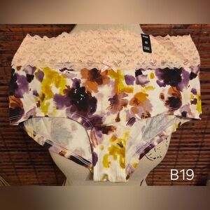 torrid Lace-Trim Floral Boyshort in Pink, Purple, Yellow